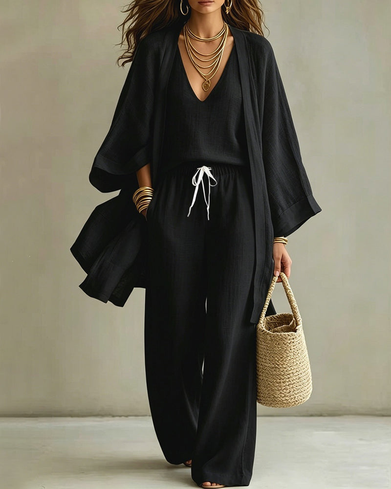 Soft Loose Fit Linen Vest Pants Set