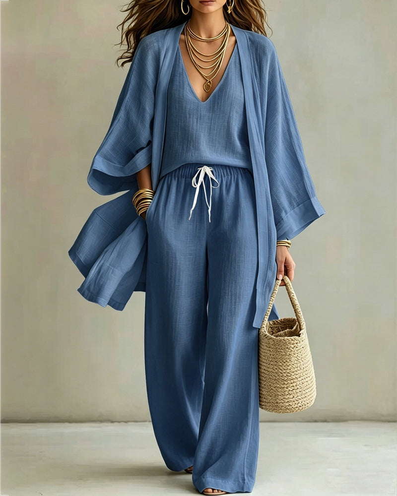 Soft Loose Fit Linen Vest Pants Set